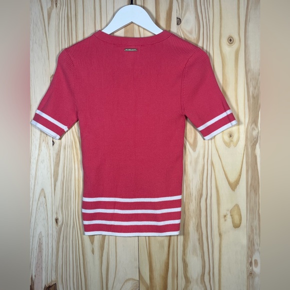 Michael Kors Other - Michael Kors women pink Short-Sleeve Knit Top with White Stripe Trim